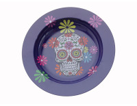 Pepelnik Skulls & Flowers Violet, iz kovine