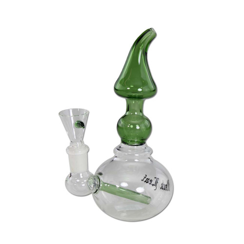 Stekleni Bong Black Leaf Bubbler Green, 18 cm 
