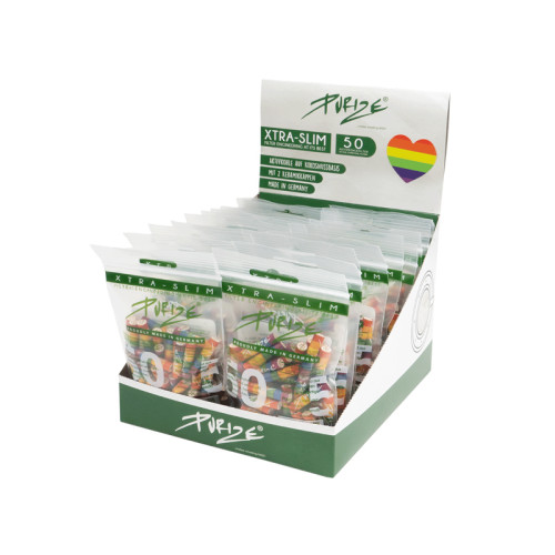 PURIZE Rainbow Xtra Slim, filtri z aktivnim ogljem (50 kom.)