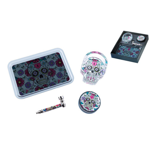 Darilni komplet Mexican Flowers (grinder, pipa, pepelnik, pladenj)