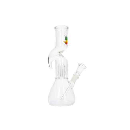 Stekleni bong Hemp Leaf Tribal s perkolatorjem, 26 cm