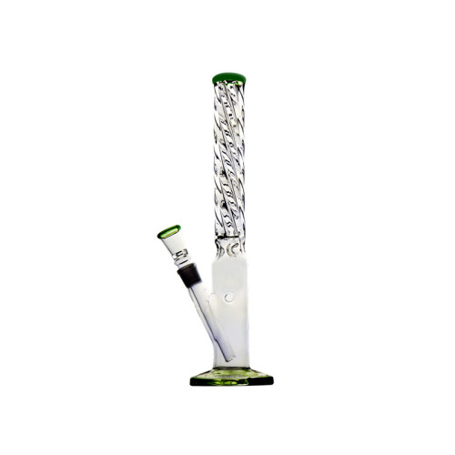 Stekleni bong Twister, prozoren-zelen, 35 cm