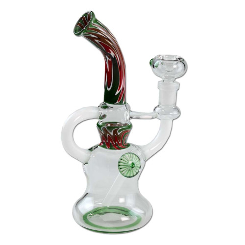 Steklen Recycler Bong Art, zelen, 21 cm
