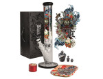 Stekleni ice bong Ronin + Geisha, 40 cm - 3-delni set, Black Leaf