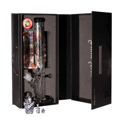 Stekleni ice bong Ronin + Geisha, 40 cm - 3-delni set, Black Leaf