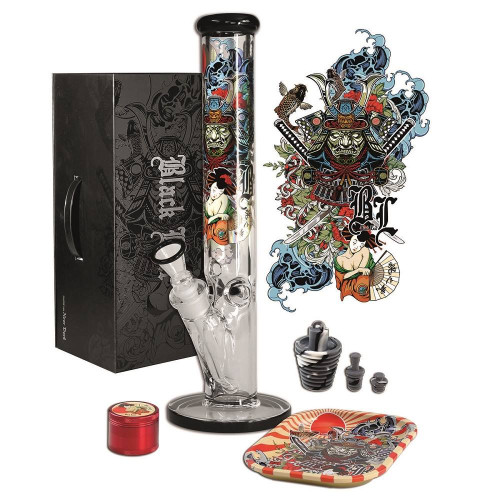 Stekleni ice bong Ronin + Geisha, 40 cm - 3-delni set, Black Leaf