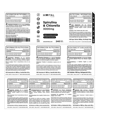 BIO alge spirulina in klorela, 240 tablet, HiVital