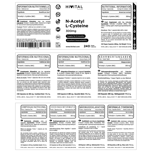 NAC (N-Acetil-Cistein) 300 mg, HiVital, 240 kapsul