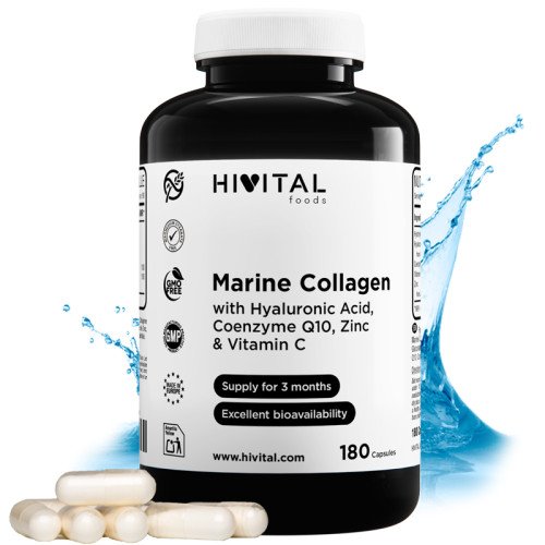 Morski kolagen 900 mg + hialuronska kislina HiVital, 180 kapsul