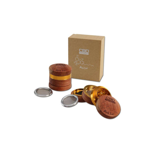 Grinder iz lesa in aluminija, CBD motiv, 4-delni