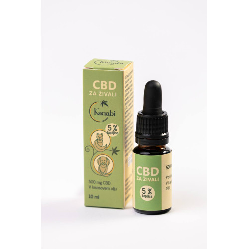 Kanabi CBD kapljice za živali 5 %, olje lososa, 10 ml