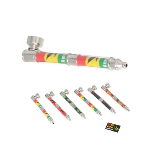 Ročna alu pipa Hemp Leaf s setom mrežic, 12 cm