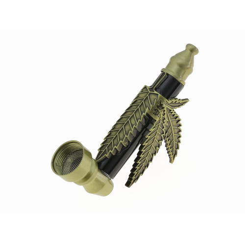 Set ročna pipa Hemp Leaf v etuiju + mlinček, vžigalnik, mrežice in pladenj