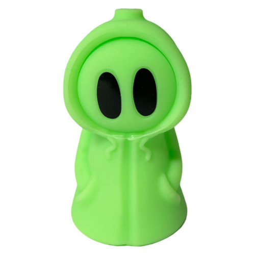 Silikonska pipa Green Death s kovinsko žlico in posodico za dab, 11 cm
